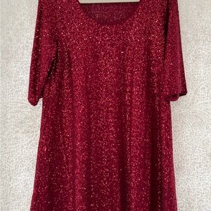 Eileen Fisher Red Sequin Mini Dress
